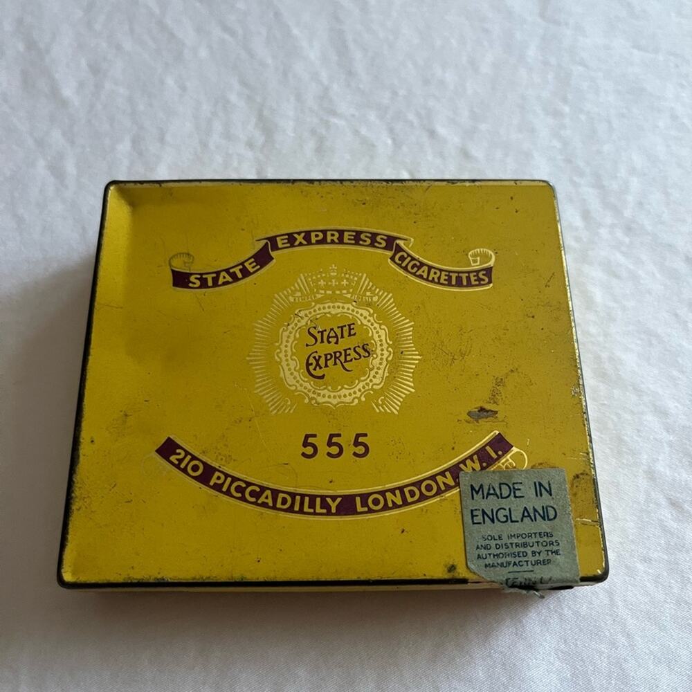 State Express Cigarettes 555 Yellow Tin Box Vintage